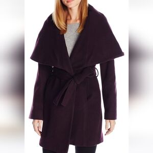 T. TAHARI - Eggplant MARYLIN Wool Blend Coat - Sz M - NWT